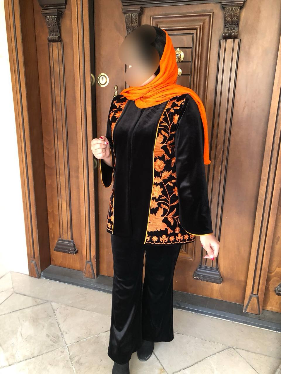 کت مزونی مخمل سوزن دوزی رزا - سایز ۱