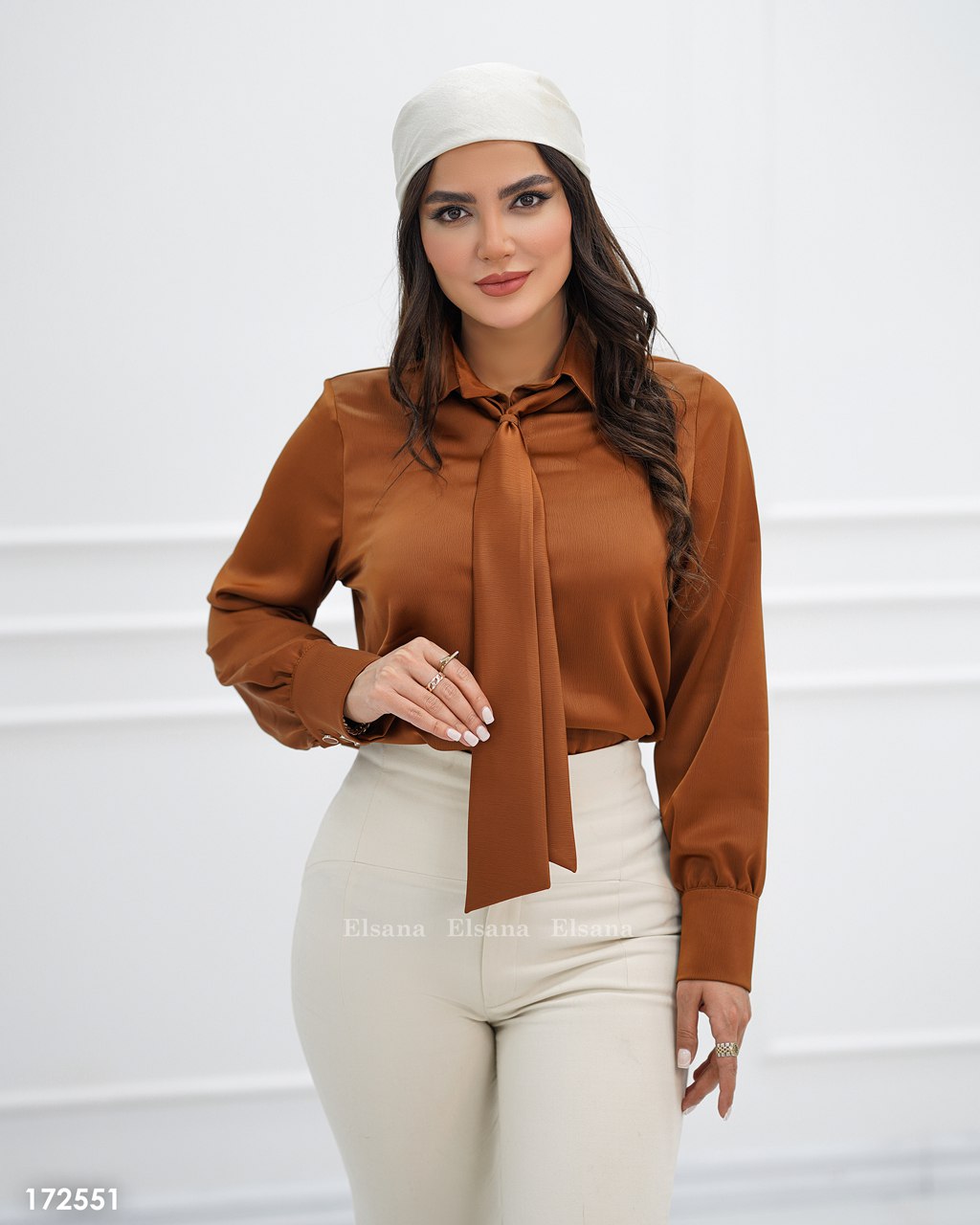 شومیز ساتن کراواتی درجه یک - سایز ۳ / فیروزه ای