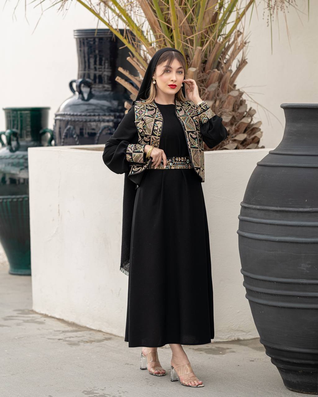 سه تیکه مزونی مجلسی (وست پیراهن کمربند) - سایز ۱ / طرح اول