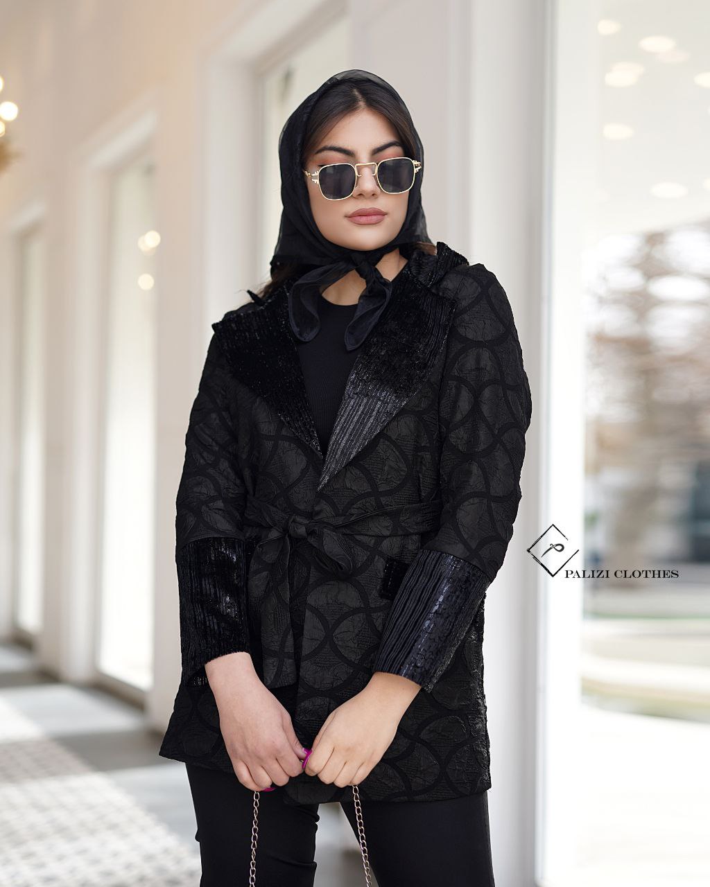 مانتو کتی مزونی ترکیبی مخمل ژاکارد - سایز ۱ / طرح برگ کوچک