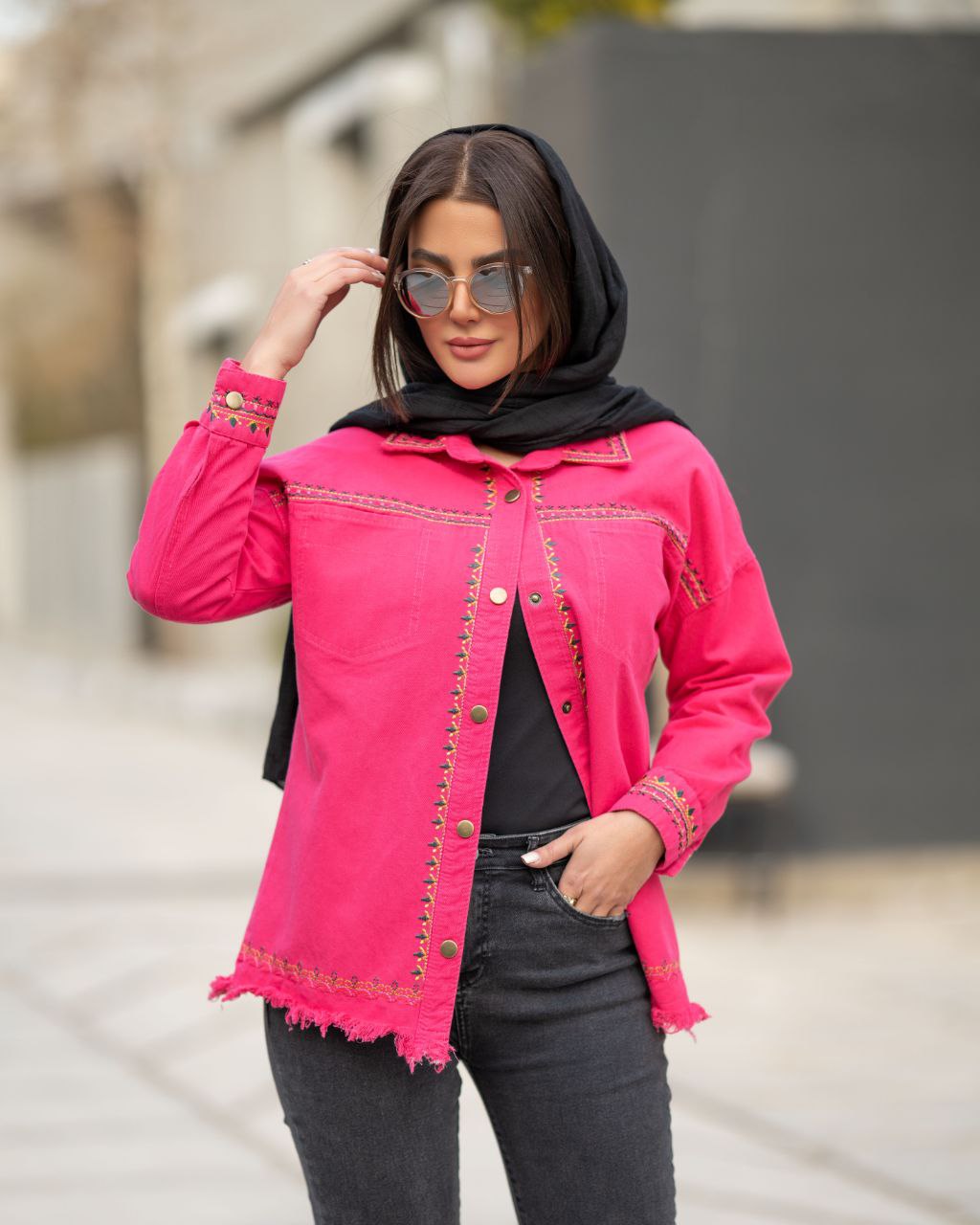 کت کتان گلدوزی شده درجه یک - فری سایز / شیری