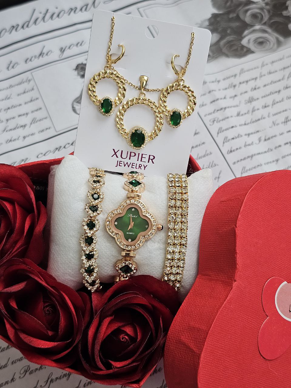 باکس هدیه زنانه ست نگینی - ست کامل