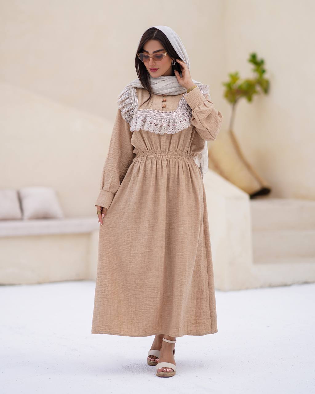 پیراهن بلند سیندرلا - سایز ۱ تا ۴۲ / کرم