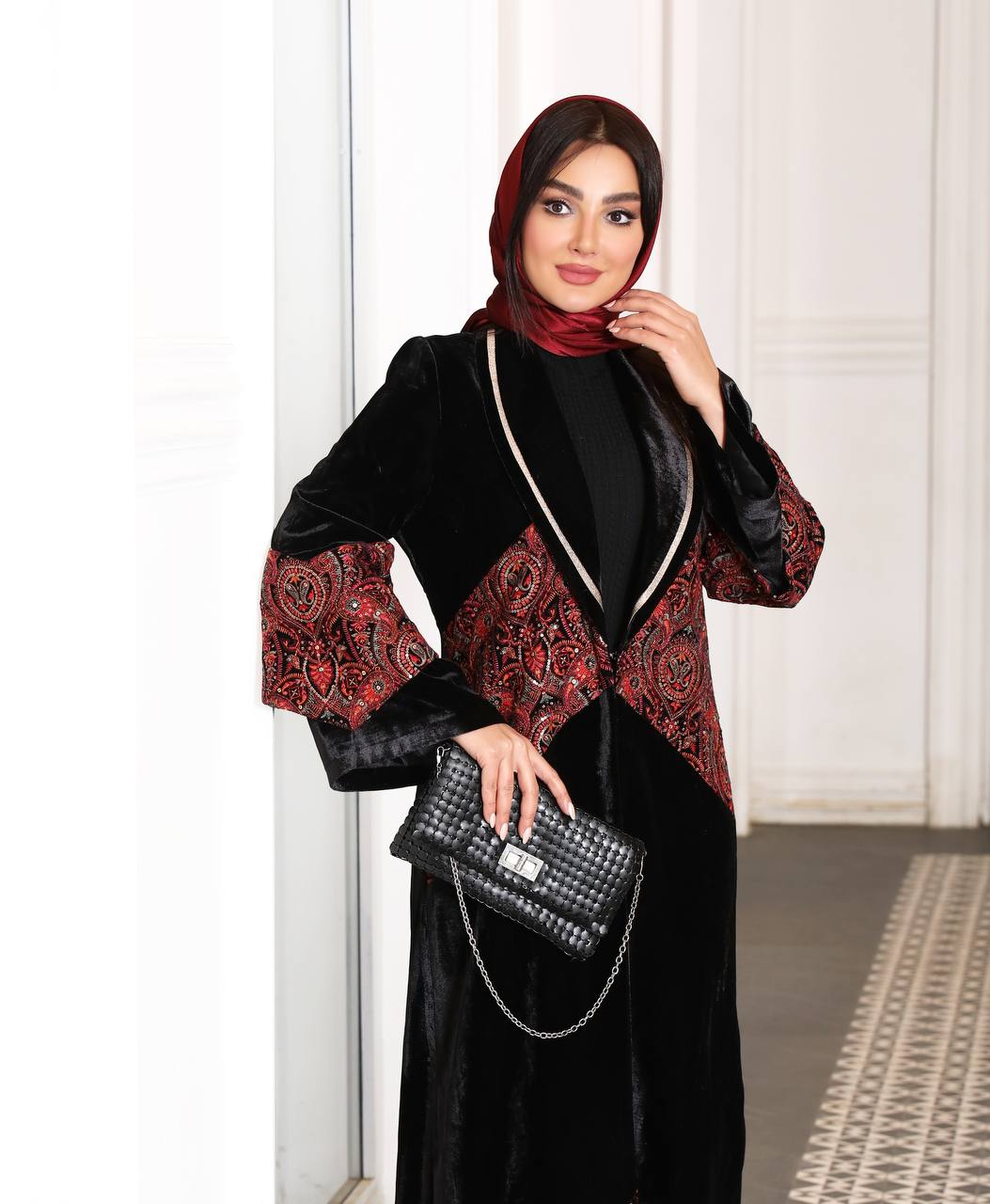 مانتو مجلسی مخمل با خرجکار هندی ( مزون دوز )
