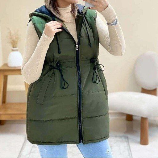 پافر کمر گت کلاهدار - فری سایز / شتری
