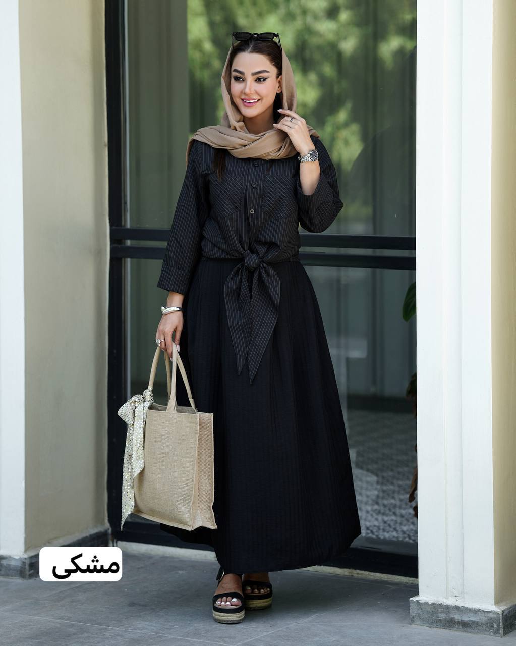 ست شومیز دامن گره ای بانو - سایز ۱ / مشکی