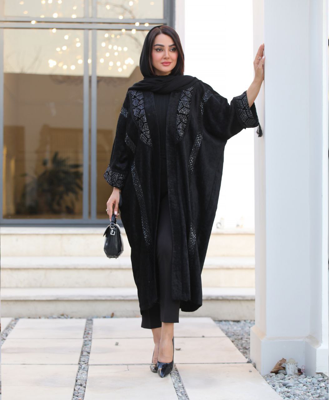 مانتو پانچ مجلسی مخمل ( عبایی)