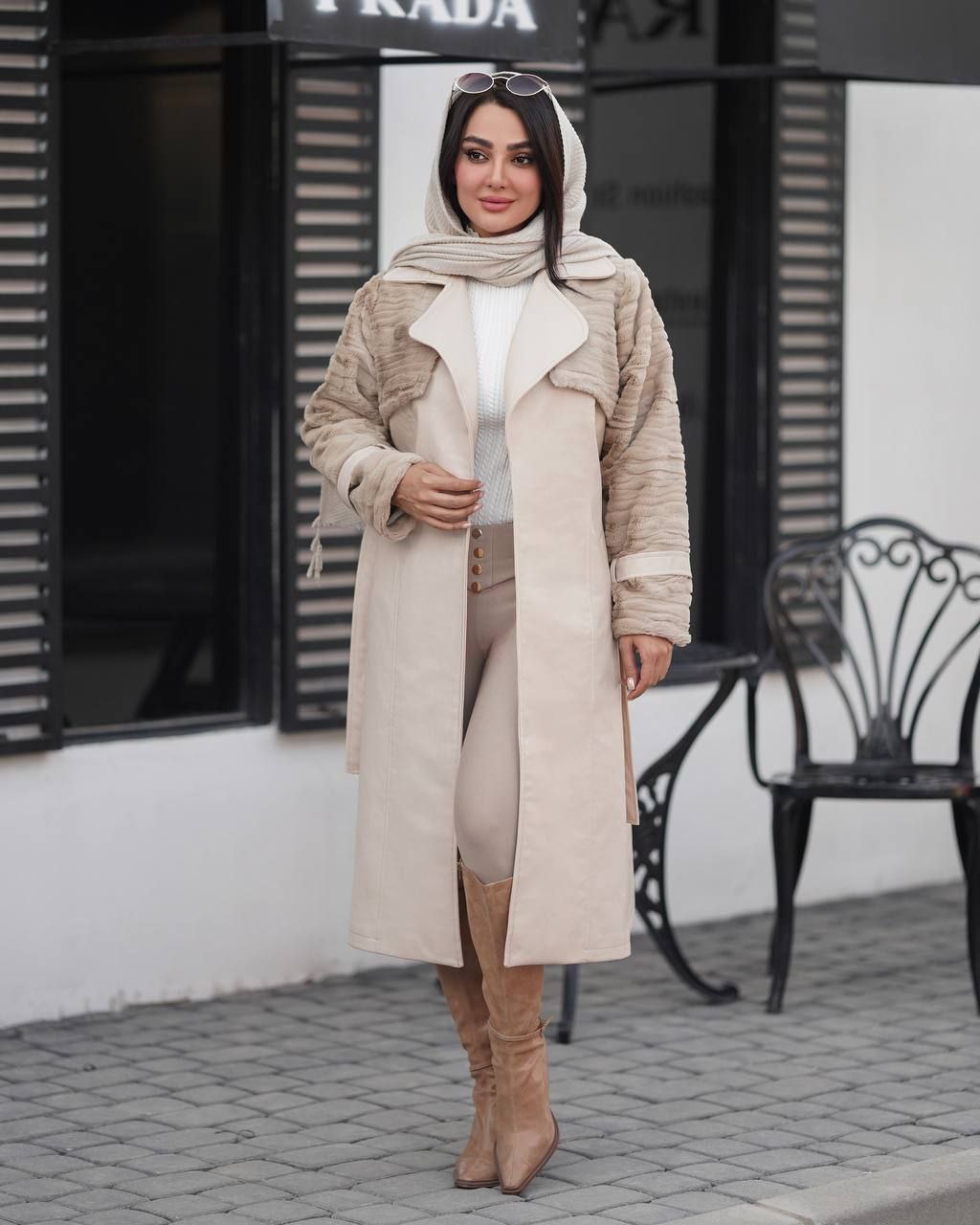 پالتو ترکیبی چرم و پوست مزونی