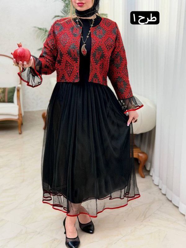 کت دامن مجلسی یلدایی - فری سایز / طرح لوزی ریز