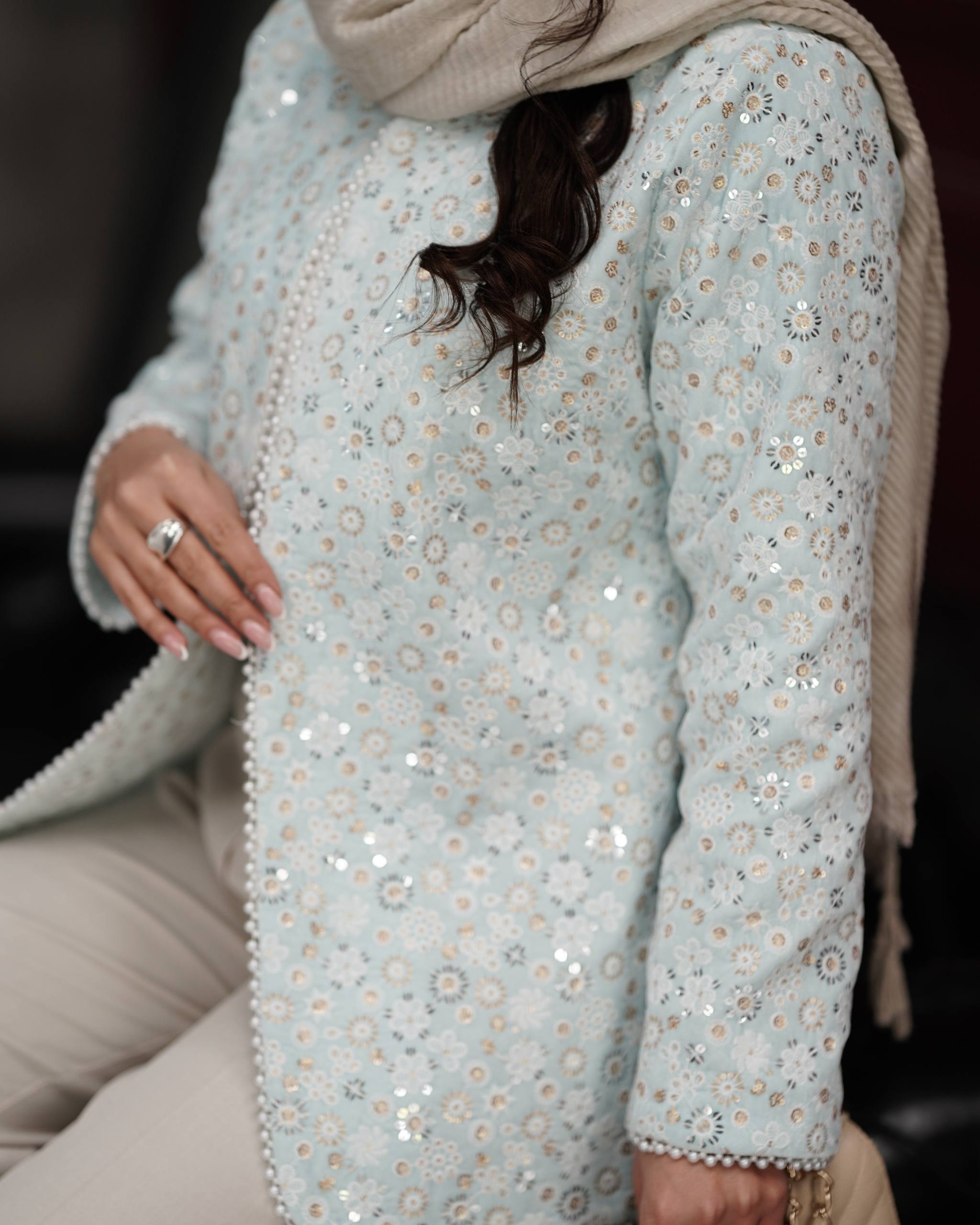 کت  مخمل  سوزندوزی عیدانه پرنسا - سایز ۱ / طوسی