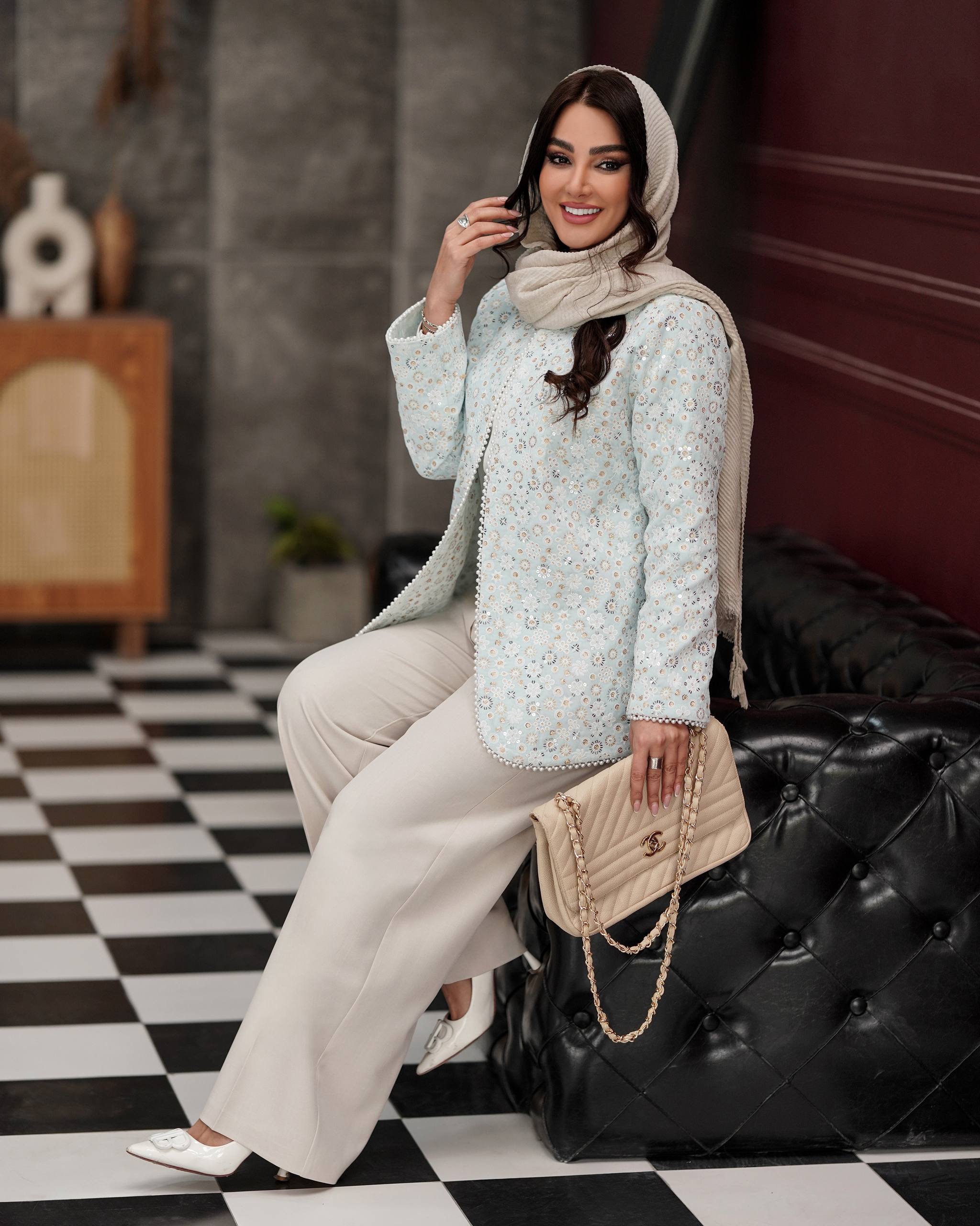 کت  مخمل  سوزندوزی عیدانه پرنسا - سایز ۱ / طوسی